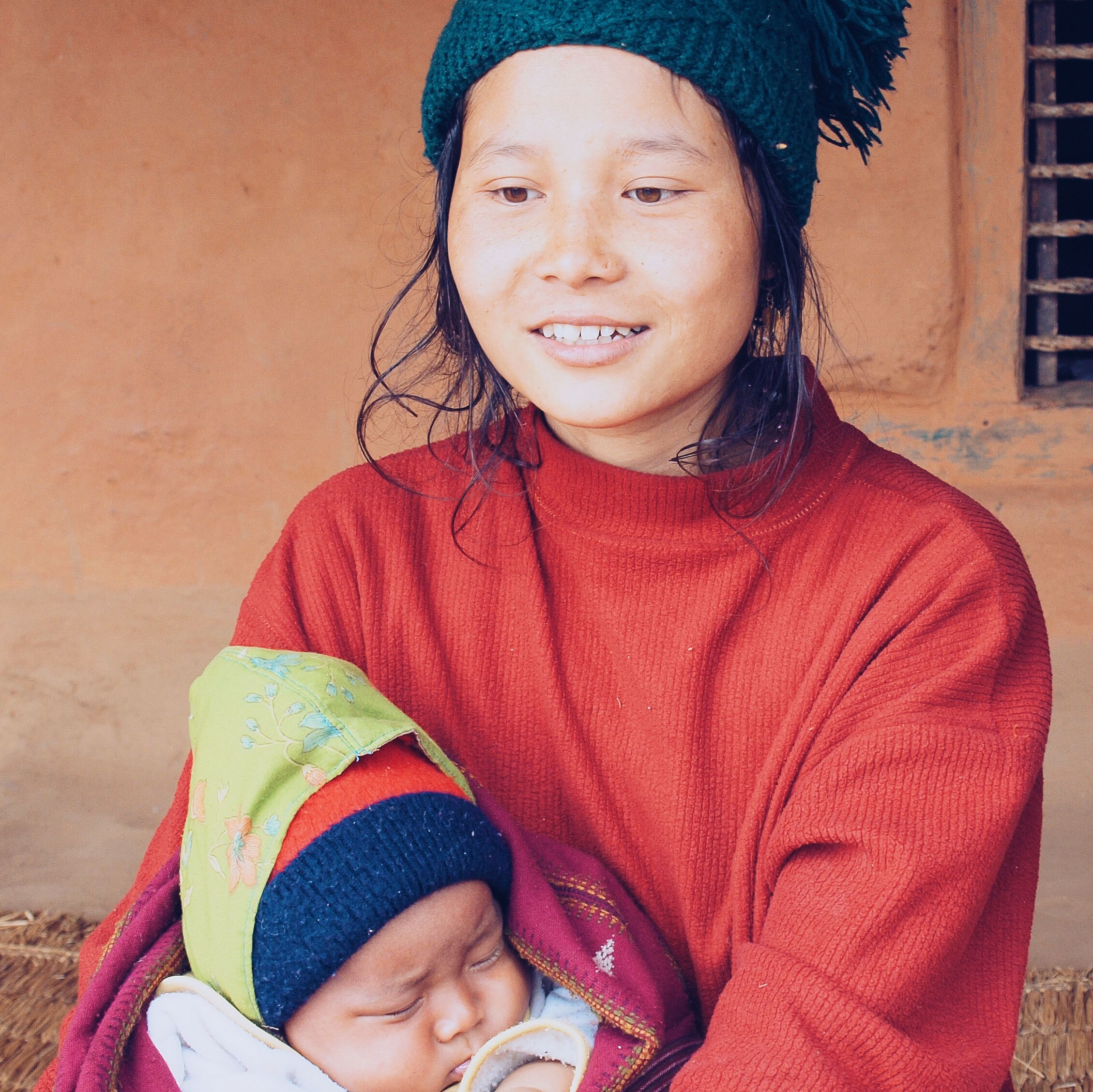 Mother holding child